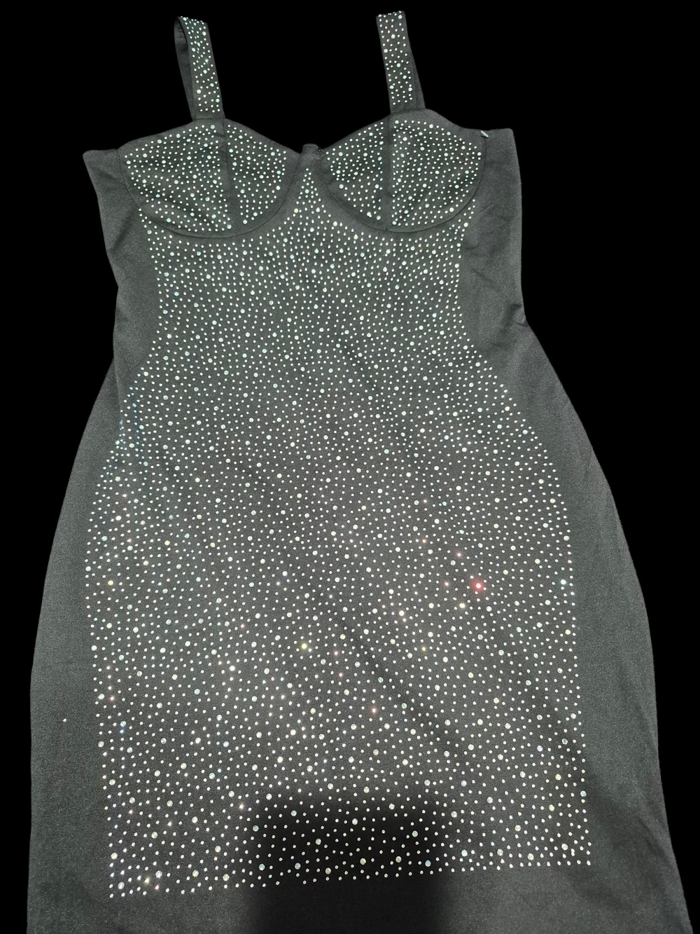 Black Rhinestone Bustier Mini Dress